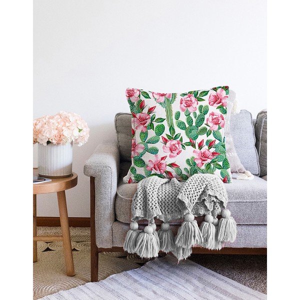 Spilvendrāna ar kokvilnas maisījumu Minimalist Cushion Covers Blooming Cactus, 55 x 55 cm-image-2