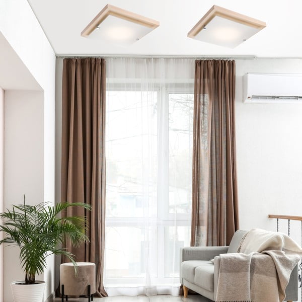 Brūna/dabīga toņa griestu lampa 30x30 cm Pedro – LAMKUR-image-1