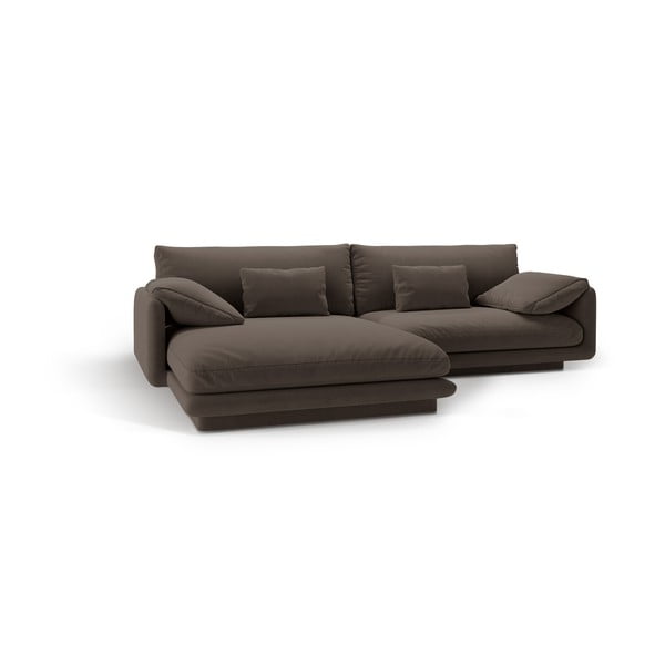 Brūns samta stūra dīvāns (ar kreiso stūri/ar zvilni) Torino – Micadoni -image-2