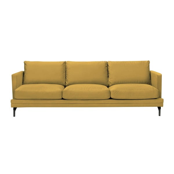 Dzeltens dīvāns ar kāju balstu melnā krāsā Windsor & Co Sofas Jupiter