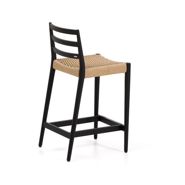 Melns/dabīga toņa ozola masīvkoka bāra krēsls (sēdekļa augstums 65 cm) Analy – Kave Home-image-3