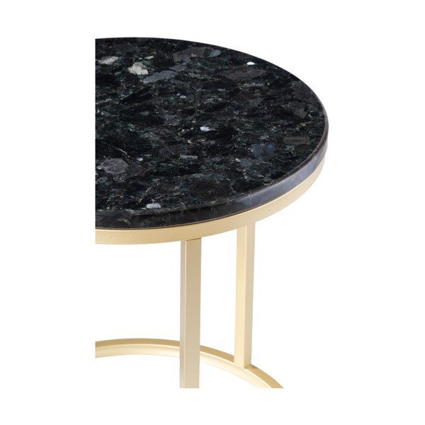 Melns granīta galds ar zelta pamatni RGE Crystal, ⌀ 50 cm-image-2