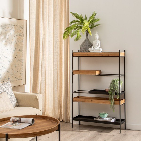 Melns metāla plaukts 85x130 cm – Ixia-image-1