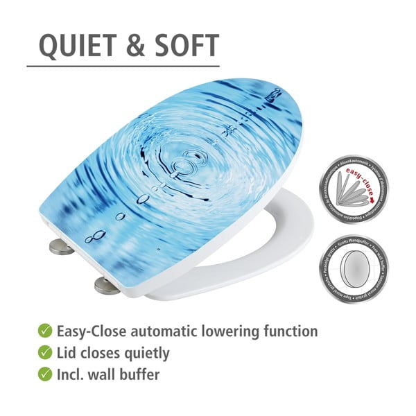 Automātiski aizverams tualetes poda sēdeklis 38 x 45 cm Droplets – Wenko-image-3
