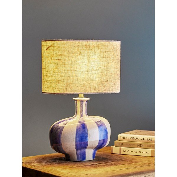 Keramikas galda lampa ar auduma abažūru (augstums 46 cm) Alida – Bloomingville-image-1