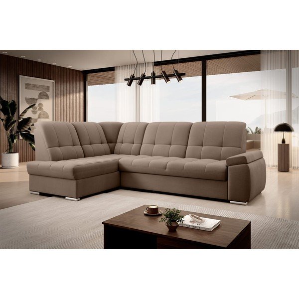 Brūns samta salokāms/ar uzglabāšanas vietu stūra dīvāns (ar kreiso stūri/L veida) Sado – ELTAP-image-4