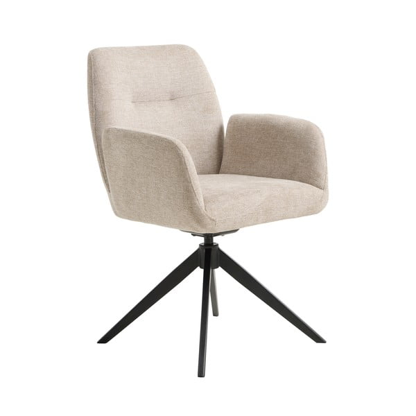 Krēmkrāsas polsterēts ēdamistabas krēsls ar roku balstiem Roxana – Unique Furniture