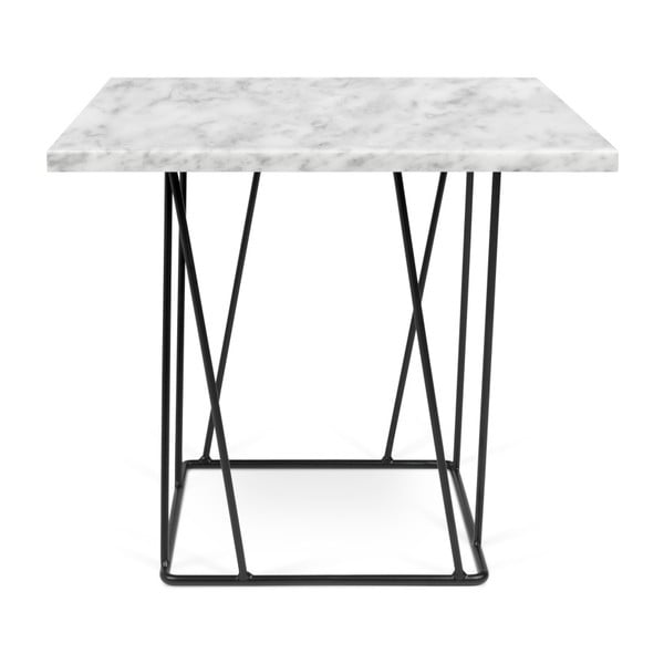 Baltā marmora kafijas galdiņš ar melnām kājām TemaHome Helix, 50 x 50 cm