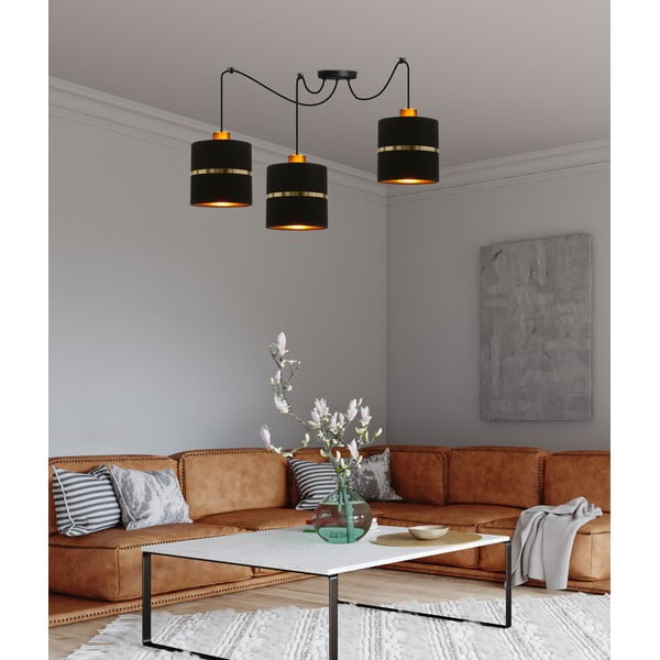 Melna piekaramā lampa ar auduma abažūru ø 15 cm Assam – Candellux Lighting-image-1