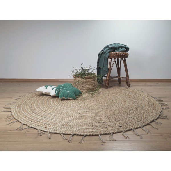 Brūns ar rokām darināts paklājs Nattiot Abha, ø 140 cm-image-1