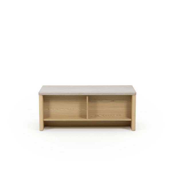 Balts/gaiša dabīga toņa žurnālgaldiņš ar ozolkoka imitāciju 40x100 cm Dore – Marckeric-image-4