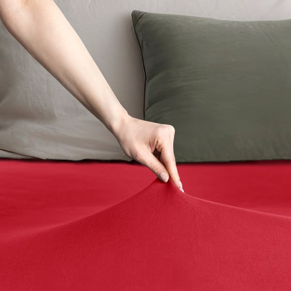 Sarkans trikotāžas palags ar gumiju 180x200 cm Amber – Restilo-image-1