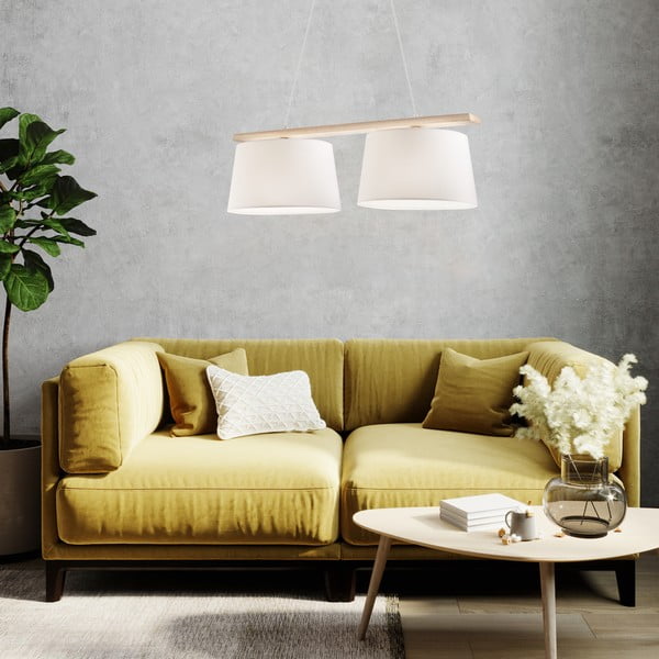 Gaiši brūna piekaramā lampa ar auduma abažūru ø 35 cm Aida – LAMKUR-image-1