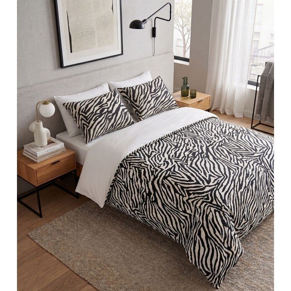 Melna divguļamā gultas veļa 200x200 cm Zebra – Mijolnir-image-2