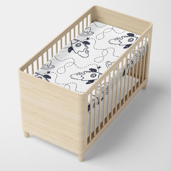 Melnbalts kokvilnas palags ar gumiju bērniem Mr. Fox Starspace, 70 x 140 cm-image-3