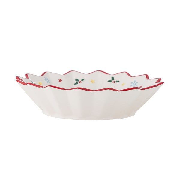 Sarkans/krēmkrāsas servēšanas keramikas šķīvis ar Ziemassvētku motīvu ø 20 cm Naive – Bloomingville-image-4