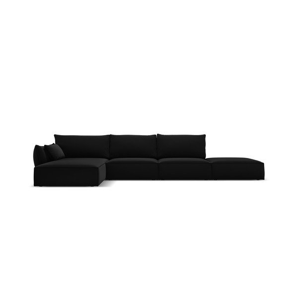 Melns samta stūra dīvāns (ar kreiso stūri/ar zvilni) Vanda – Mazzini Sofas