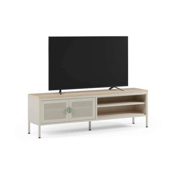 Krēmkrāsas/dabīga toņa metāla TV galdiņš 160x50x35 cm Sayla – Marckeric-image-2