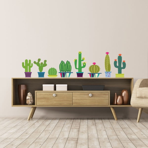 8 Ambiance kaktusu komplekti ar uzlīmes podos