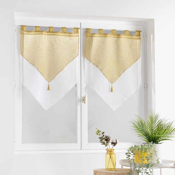 Dzelteni/balti dienas aizkari (2 gab.) 60x90 cm Duetto – douceur d'intérieur-image-2