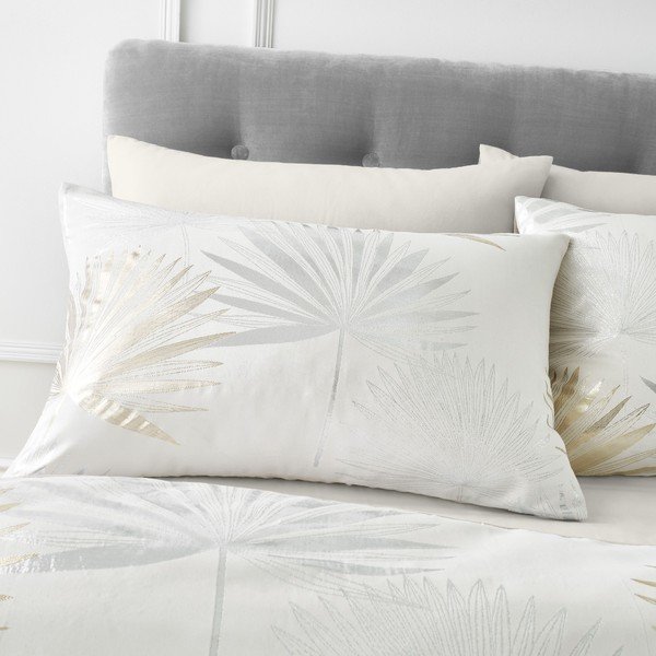 Krēmkrāsas divvietīga gultas veļa 200x200 cm Luxe Palm – Catherine Lansfield-image-1