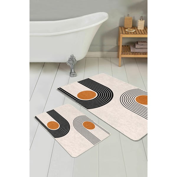 Bēši samta vannas istabas paklājiņi (2 gab.) 60x100 cm Dot Arch – Mila Home-image-3