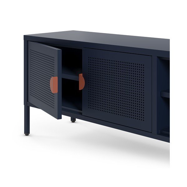 Tumši zils metāla TV galdiņš 160x50x35 cm Sayla – Marckeric-image-4