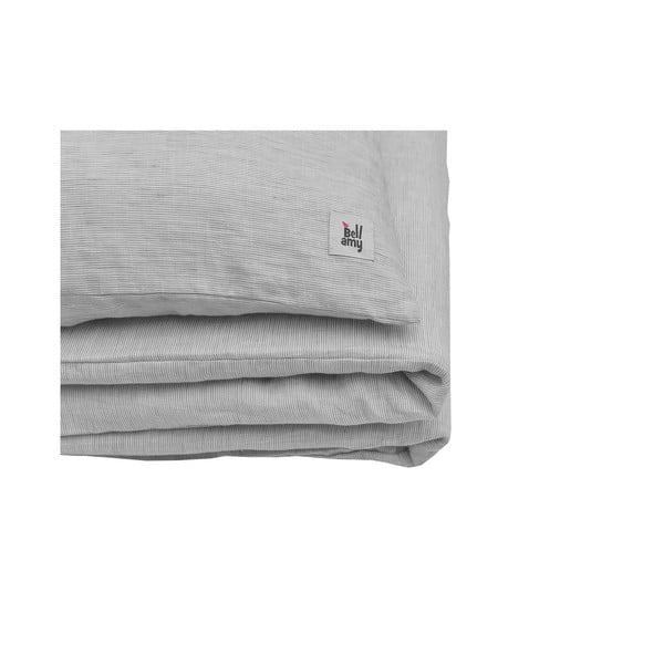Pelēka bērnu lina gultasveļa BELLAMY Stripes, 140 x 200 cm-image-4