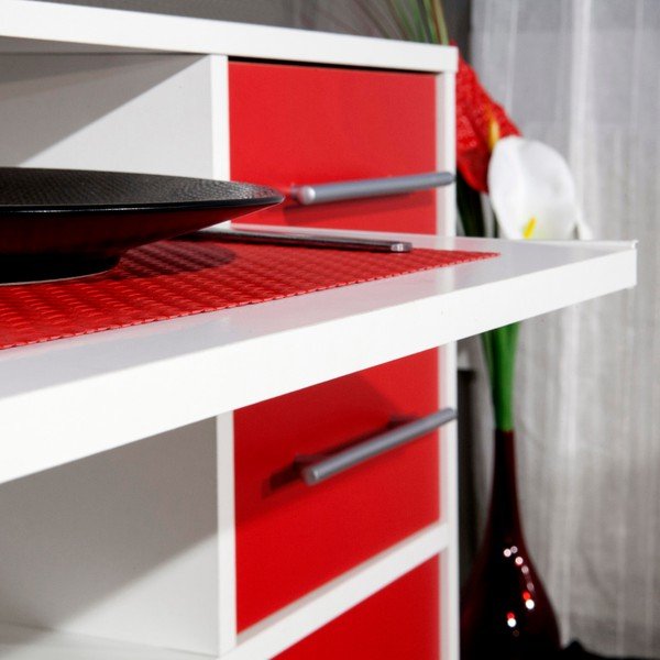 Sarkanbaltsarkana virtuves mobila noliktava ar plauktiem TemaHome Marius-image-1