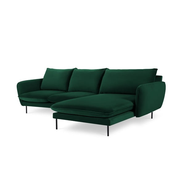 Tumši zaļš samta stūra dīvāns (labais stūris) Vienna – Cosmopolitan Design