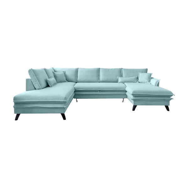 Gaiši zils izlaižams U-veida dīvāns Miuform Charming Charlie, kreisais stūris