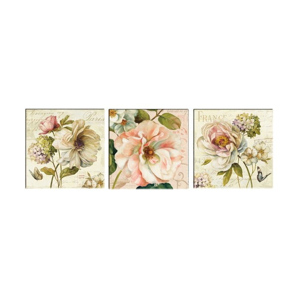 3 gleznu komplekts Tablo Center Vintage Flowers