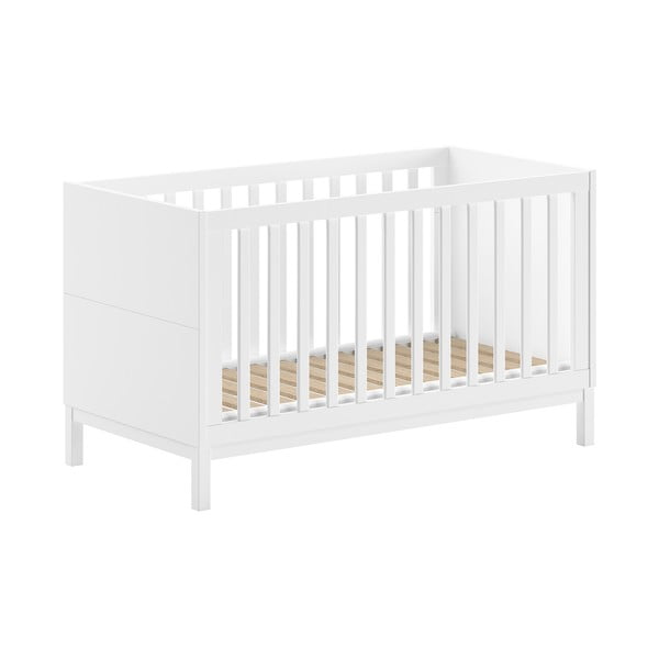 Balta priedes masīvkoka bērnu gultiņa 70x140 cm Eva – Vipack