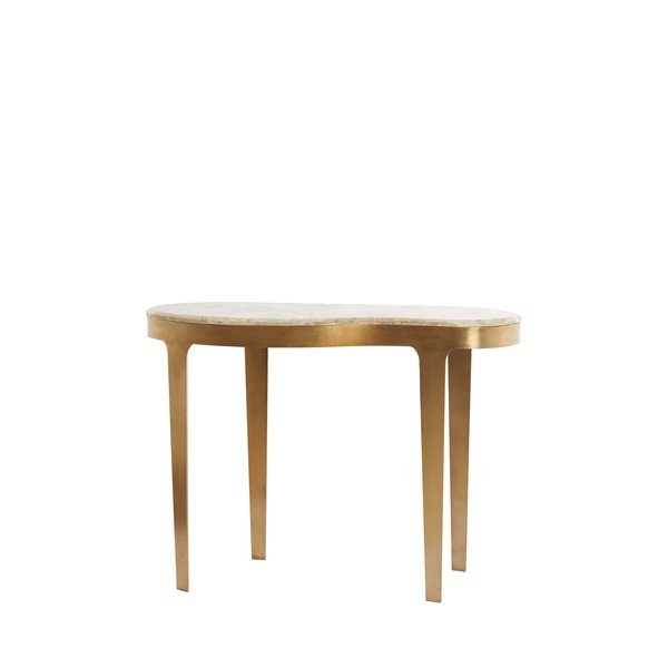 Bronzas krāsas/pelēkbrūns konsoles galds ar marmora virsmu 40x110 cm Giulio – Light & Living-image-4