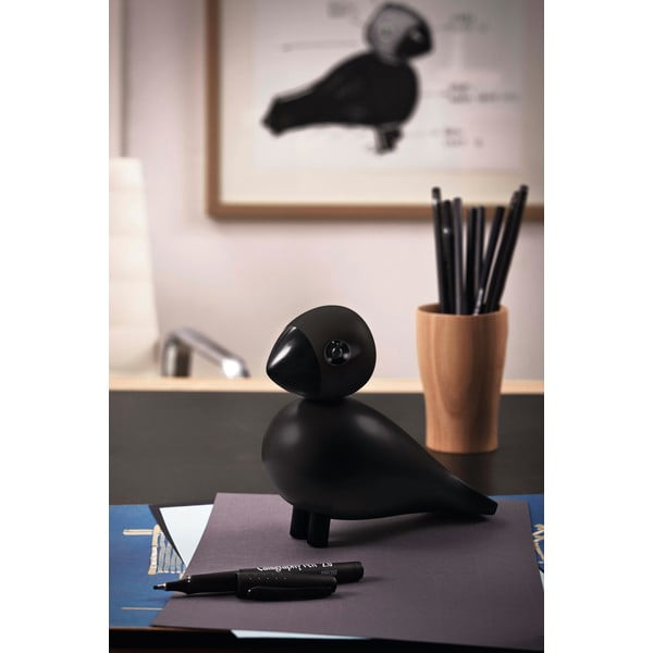 Melna dižskābarža masīvkoka statuete Kay Bojesen Denmark Songbird Ravn-image-1