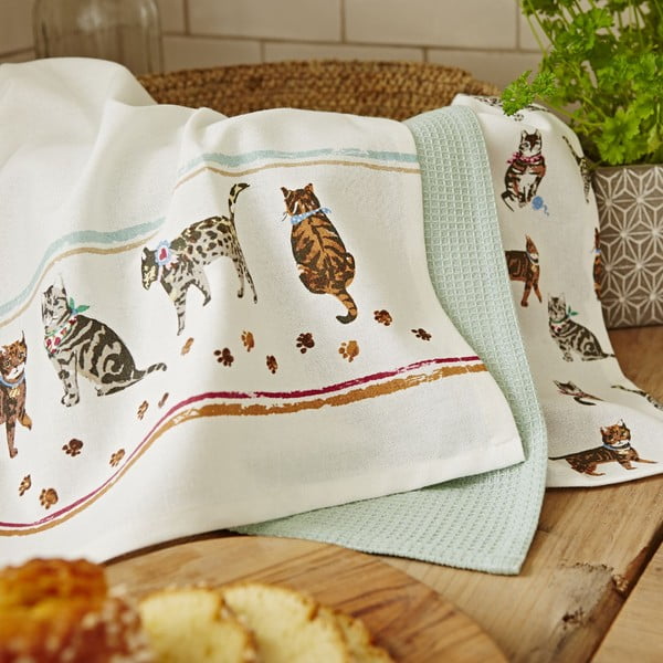 3 Cooksmart® Cats on Parade kokvilnas drāniņu komplekts-image-1