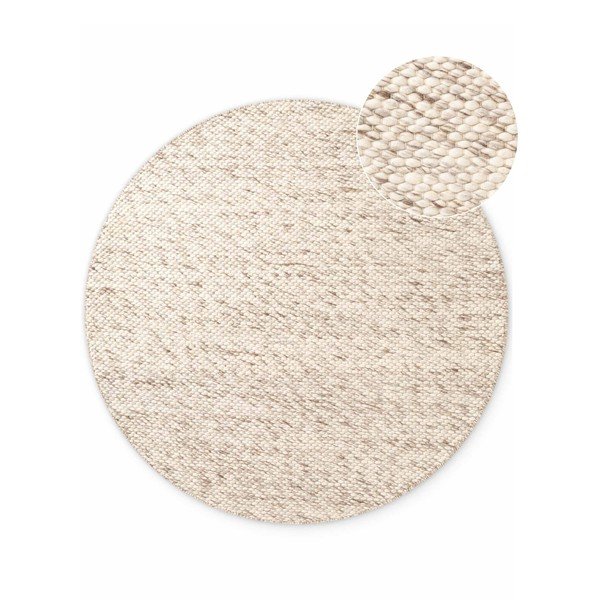Bēšs/dabīga toņa ar rokām darināts vilnas apaļš paklājs ø 160 cm Lyon Beans – Elle Decoration