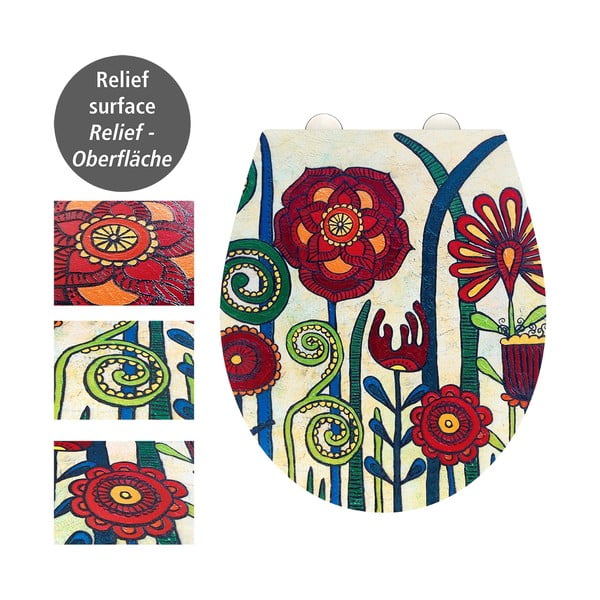 Automātiski aizverams tualetes poda sēdeklis 37x44,5 cm Rollin'Art Red Blossom – Wenko-image-2