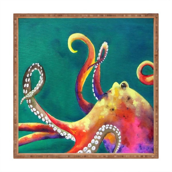 Koka dekoratīvais servēšanas paliktnis Octopus, 40 x 40 cm