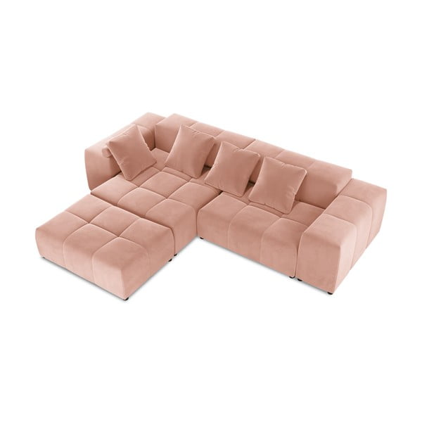 Rozā samta stūra dīvāns (maināms stūris) Rome Velvet – Cosmopolitan Design -image-3