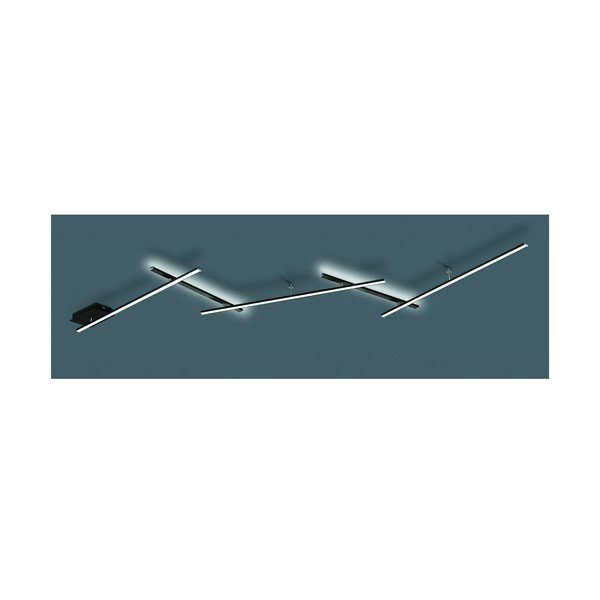 Matēti melna LED griestu lampa ar regulējamu spilgtumu 50x245 cm Indira – Trio-image-3