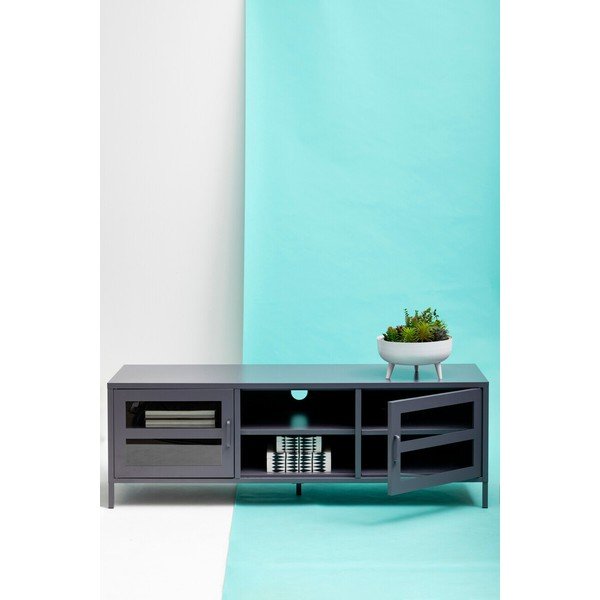 Pelēks tērauda TV galdiņš 150x50x45 cm Acier – Premier Housewares-image-1