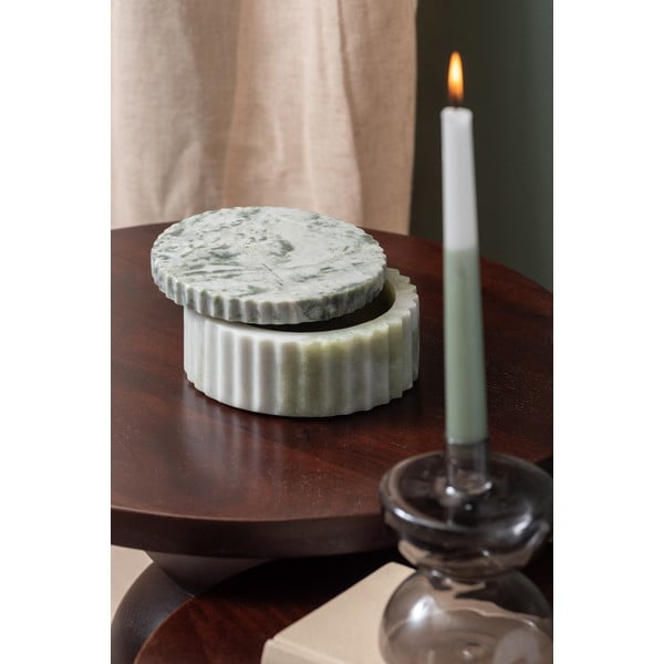 Gaiši zaļa dekoratīva akmens uzglabāšanas kaste ø 15x6 cm Marble – PT LIVING-image-1