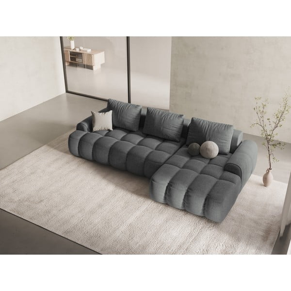 Pelēks salokāms/ar uzglabāšanas vietu stūra dīvāns (ar labo stūri/ar zvilni) Linz – Cosmopolitan Design-image-1