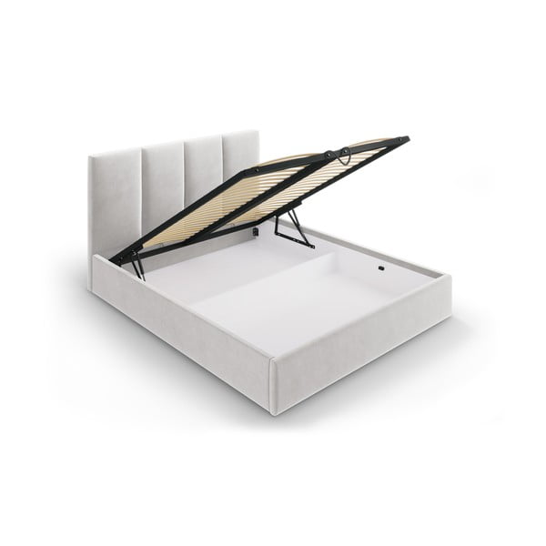 Gaiši pelēka samta divguļamā gulta Mazzini Beds Juniper, 140 x 200 cm-image-3