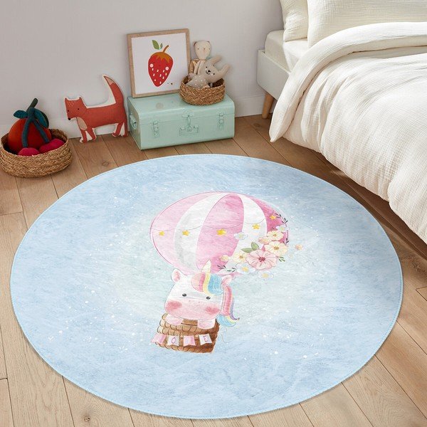 Gaiši zils bērnu paklājs ø 100 cm Comfort – Mila Home-image-1