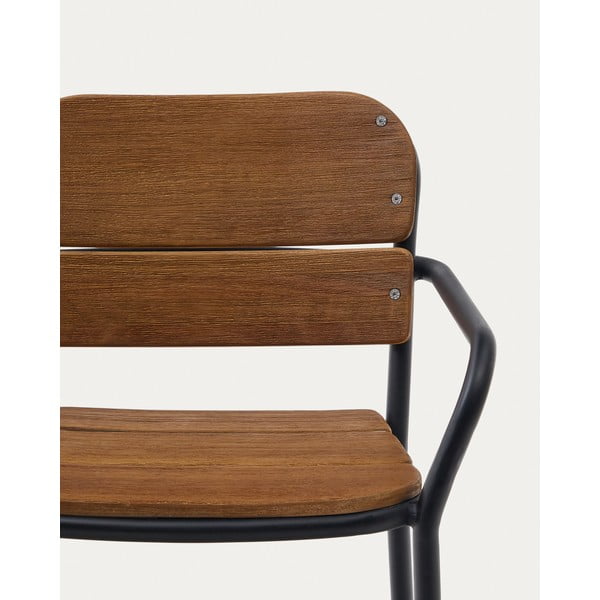 Melns/brūns masīvkoka/metāla dārza krēsls Algueret – Kave Home-image-4