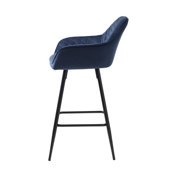 Zils samta bāra krēsls (sēdekļa augstums 67 cm) Milton – Unique Furniture-image-2