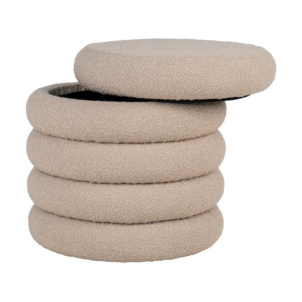 Bēšs pufs no buklē auduma Brooklyn – House Nordic-image-1