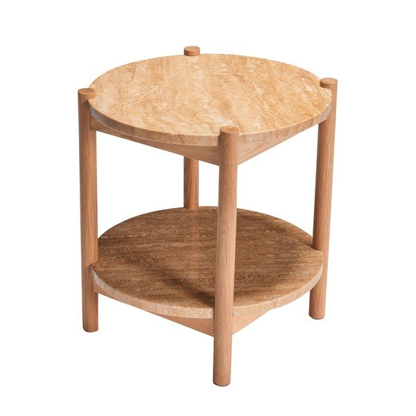 Apaļš sānu galdiņš ar akmens galda virsmu ø 43 cm Trava – Hübsch-image-2